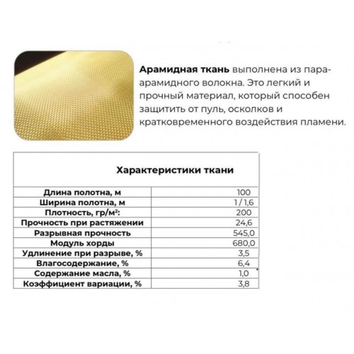 Кевлар, арамидная ткань в полотне / рулон в Норильске