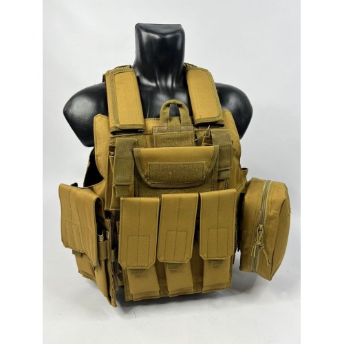 Тактический разгрузочный жилет «5 / пять карманов» с подсумками Tactical Molle Plate Carrier для съемных бронепластин в Норильске